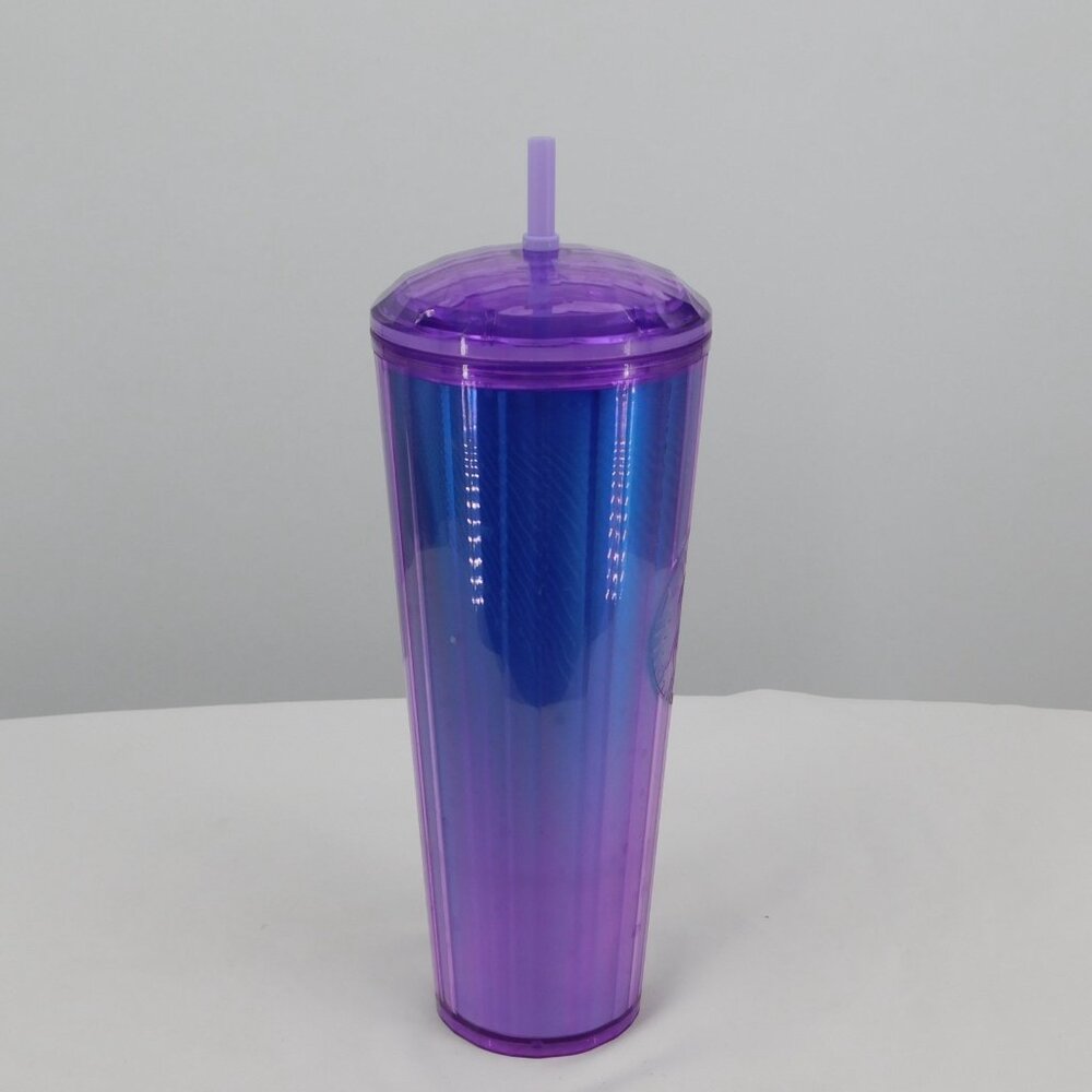 Starbucks Fall 2022 Dark Purple Kaleidoscope Dome Lid 24oz Venti Tumbler Straw - Picture 5 of 8